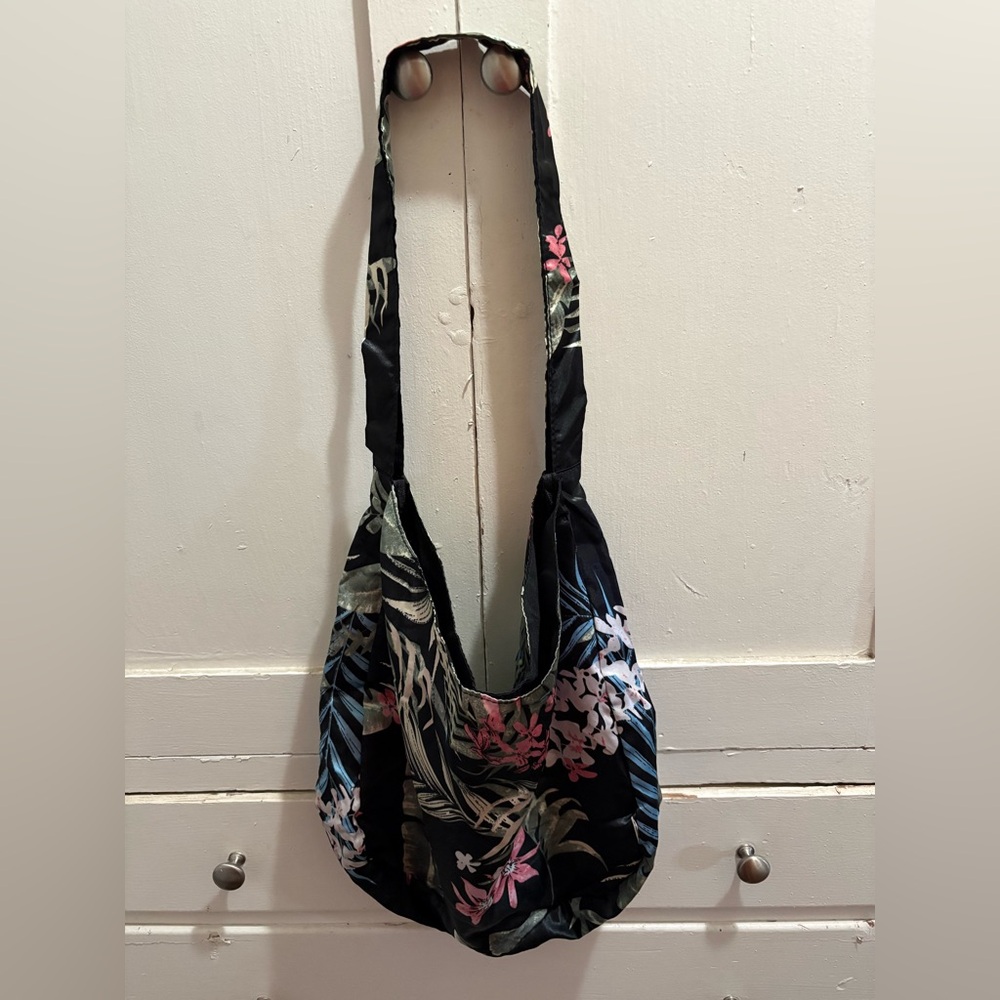 Bijoux Terner “Silky” Black Floral Boho Bag